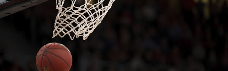 篮球运动员腾空扣篮的精彩瞬间，背景是观众席